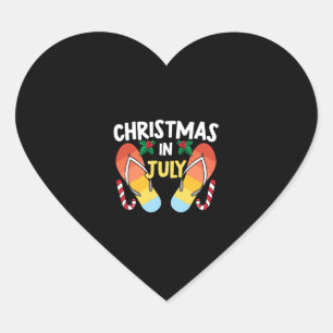 Christmas In July Flip Flops Funny Summer Tropical Heart Sticker