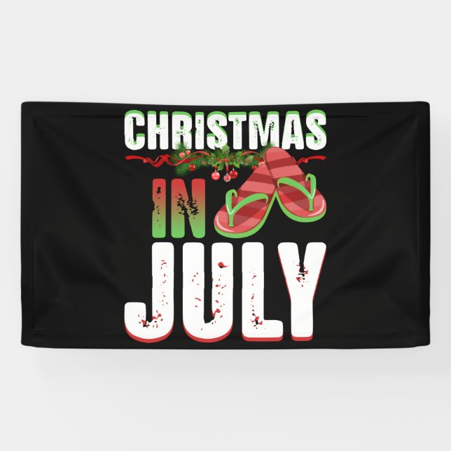 Christmas In July Flip Flops Summer Beach Xmas Banner (Horizontal)