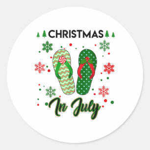 Christmas In July Flip Flops Summer Vacation Beach Classic Round Sticker