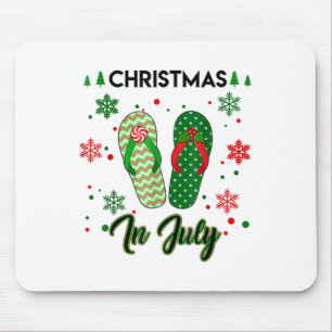 Christmas In July Flip Flops Summer Vacation Beach Mouse Mat