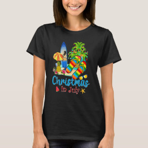 Christmas In July Flip Flops Summer Vacation Beach T-Shirt