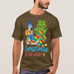 Christmas in July Flip Flops Summer Vacation Beach T-Shirt