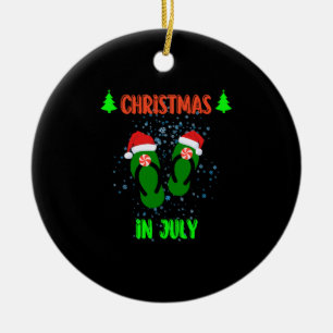 Christmas in July Flip Flops Summer with santa Vac Ceramic Tree Decoration