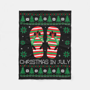 Christmas In July Flip Flops Ugly Sweater Style Su Fleece Blanket