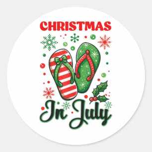 Christmas In July Flip Flops Xmas Flip Flops Summe Classic Round Sticker