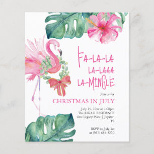 Christmas in July Flyer Watercolor Flamingo