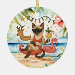 Christmas in July for Siamese cat lovers Ceramic Tree Decoration