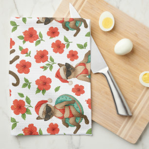 Christmas in July for Siamese Cat lovers Hawaii Tea Towel