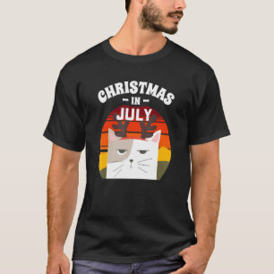 Christmas In July For Women Men Kids Reindeer Cat T-Shirt