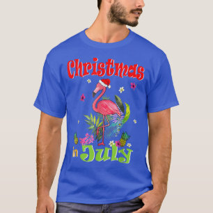Christmas In July For Women Pink Flamingo T-Shirt