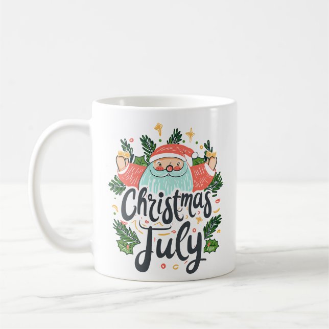 Christmas in July Fun & Festive Santa Design Coffee Mug (Left)