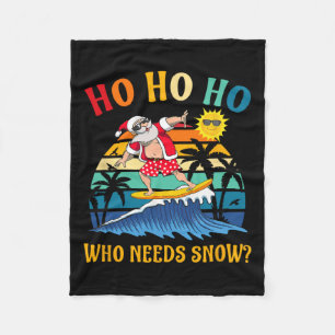 Christmas In July Fun Santa Surfing Summer Beach V Fleece Blanket