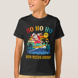Christmas In July Fun Santa Surfing Summer Beach V T-Shirt