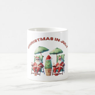 Christmas In July Funny Beach Santa's Vacation Magic Mug