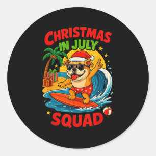 Christmas In July Funny Bulldog Dog Lover Xmas Sum Classic Round Sticker