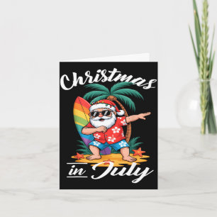 Christmas in july funny dabbing santa beach card
