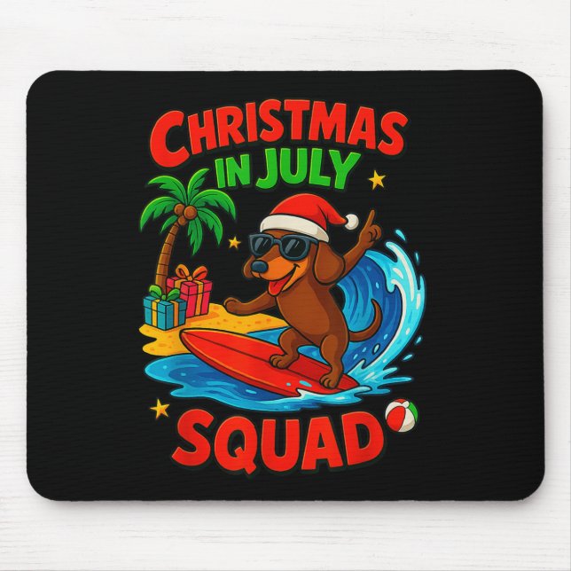 Christmas In July Funny Dachshund Dog Lover Xmas I Mouse Mat (Front)