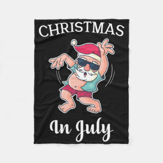 Christmas In July Funny Dancing Santa Fun Dance  Fleece Blanket