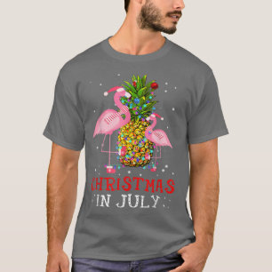 Christmas In July  Funny Flamingo Pineapple Summer T-Shirt