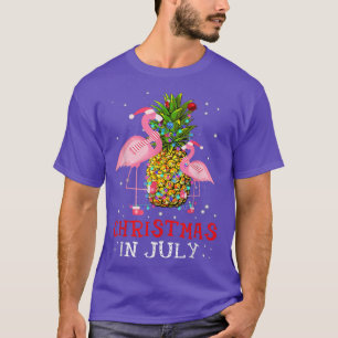 Christmas in July  Funny Flamingo Pineapple Summer T-Shirt