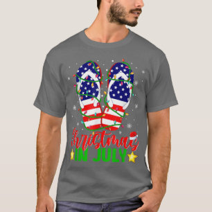 Christmas In July Funny Flip Flops American Flag X T-Shirt