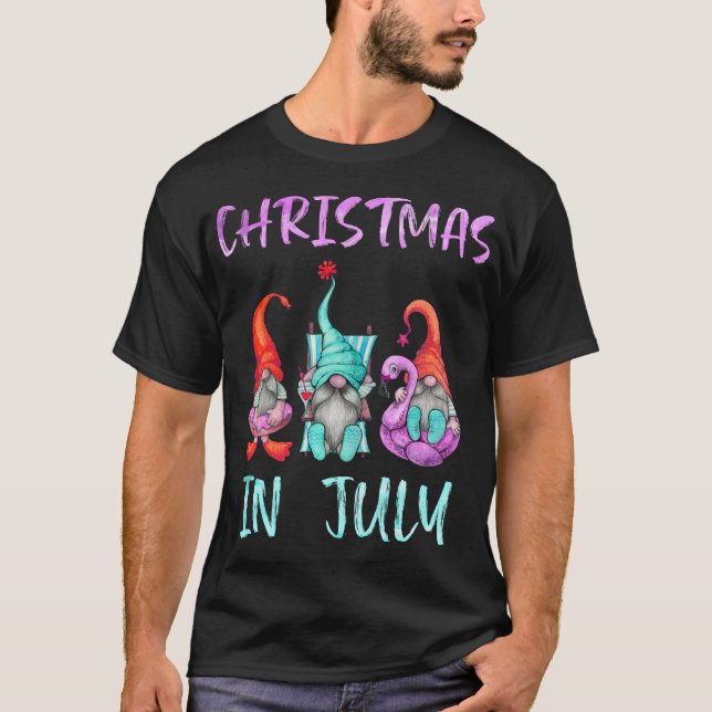 Christmas in July Funny Gnomes Christmas in July G T-Shirt (Front)