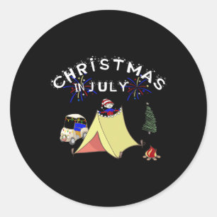 Christmas In July Funny Golf Cart Camping T Shirt Classic Round Sticker