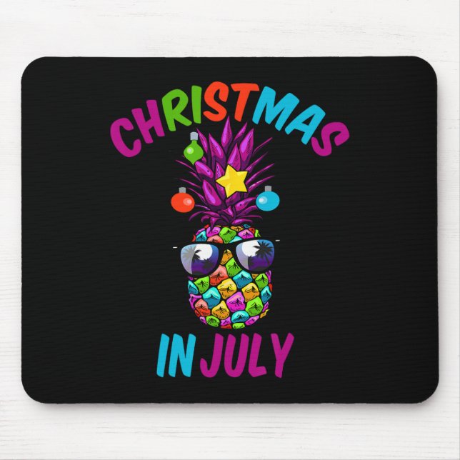 Christmas In July Funny Pineapple Summer Xmas Gift Mouse Mat (Front)