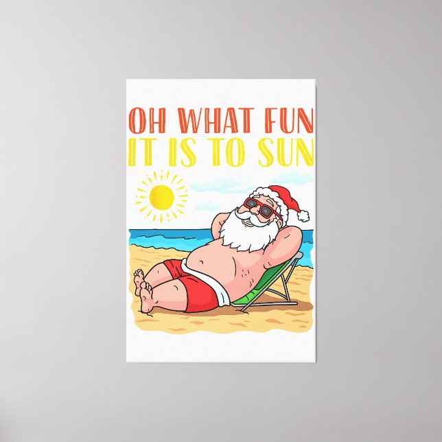 Christmas In July Funny Santa Claus in Hawaii Vaca Canvas Print (Front)