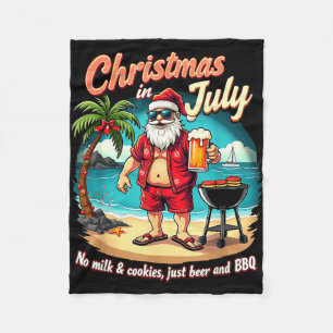 Christmas in july funny santa milk cookies bbq fleece blanket