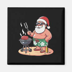 Christmas In July Funny Santa Santa Grilling Bbq  Magnet