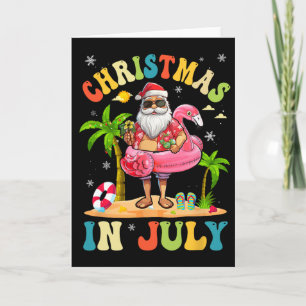 Christmas In July Funny Santa Summer Beach Vacatio Card