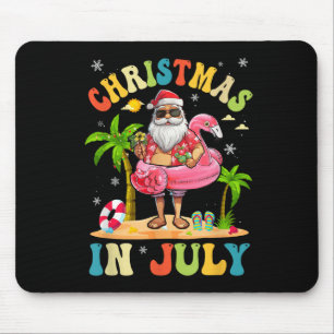 Christmas In July Funny Santa Summer Beach Vacatio Mouse Mat