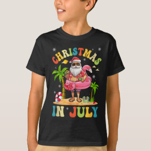 Christmas In July Funny Santa Summer Beach Vacatio T-Shirt