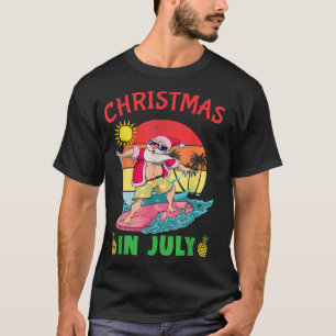 Christmas In July Funny Santa Surf Surfing Surfer T-Shirt