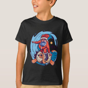 Christmas In July Funny Santa Surfing Hawaiian  T-Shirt