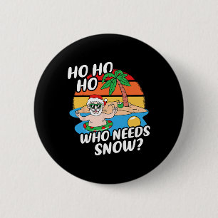 Christmas In July Funny Santa Surfing Summer Beach 6 Cm Round Badge