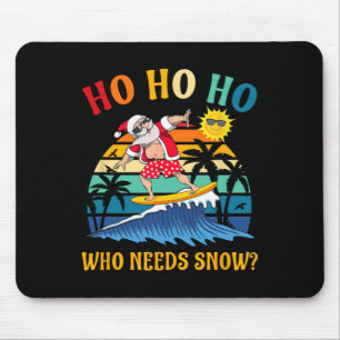Christmas In July Funny Santa Surfing Summer Beach Mouse Mat