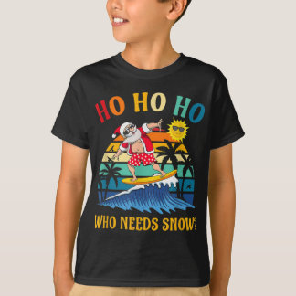 Christmas In July Funny Santa Surfing Summer Beach T-Shirt