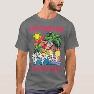 Christmas In July Funny Santa Surfing Summer Beach T-Shirt
