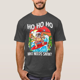Christmas In July Funny Santa Surfing Summer Beach T-Shirt