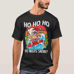 Christmas In July Funny Santa Surfing Summer Beach T-Shirt