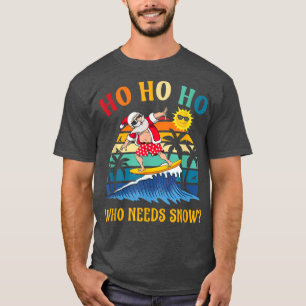 Christmas In July Funny Santa Surfing Summer Beach T-Shirt