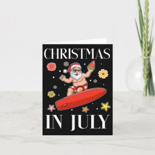 Christmas In July Funny Santa Surfing Summer Surfe Card