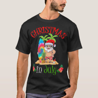 Christmas In July Funny Santa Surfing Summer T-Shirt