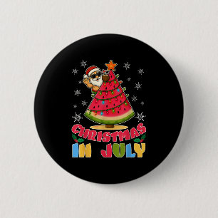 Christmas In July Funny Santa Watermelon Xmas Tree 6 Cm Round Badge