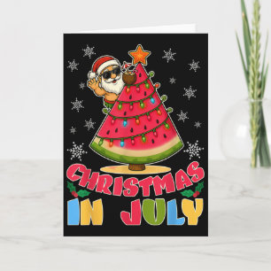 Christmas In July Funny Santa Watermelon Xmas Tree Card