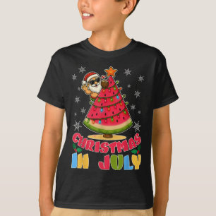 Christmas In July Funny Santa Watermelon Xmas Tree T-Shirt