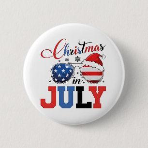 Christmas in July Funny Santa Xmas 4h of July 6 Cm Round Badge