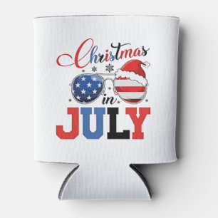 Christmas in July Funny Santa Xmas 4h of July  Can Cooler